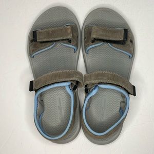 Eddie Bauer Velcro  dark grey with light blue sandals women’s size 10
